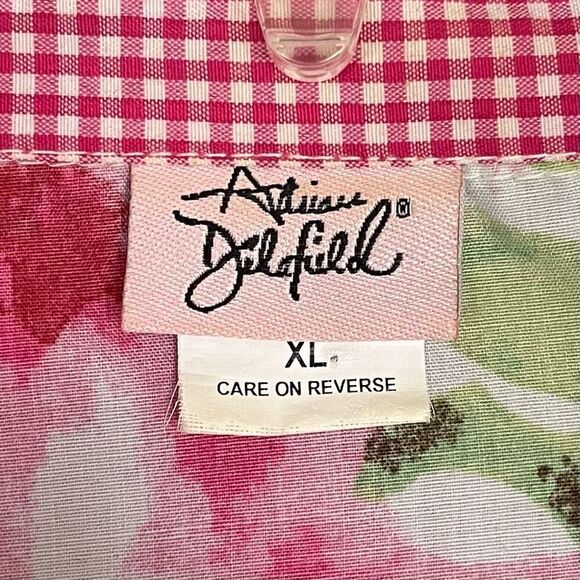 Adrian Delafield Floral Gingham Shirt Womens XL Button Up Easter Spring Country - Picture 6 of 11